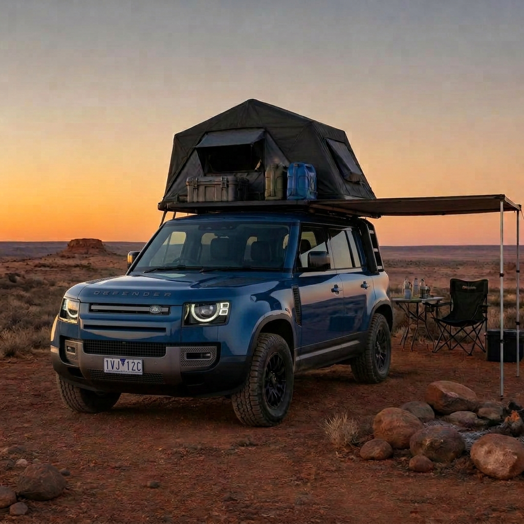 Land Rover Defender full overland build on remote track