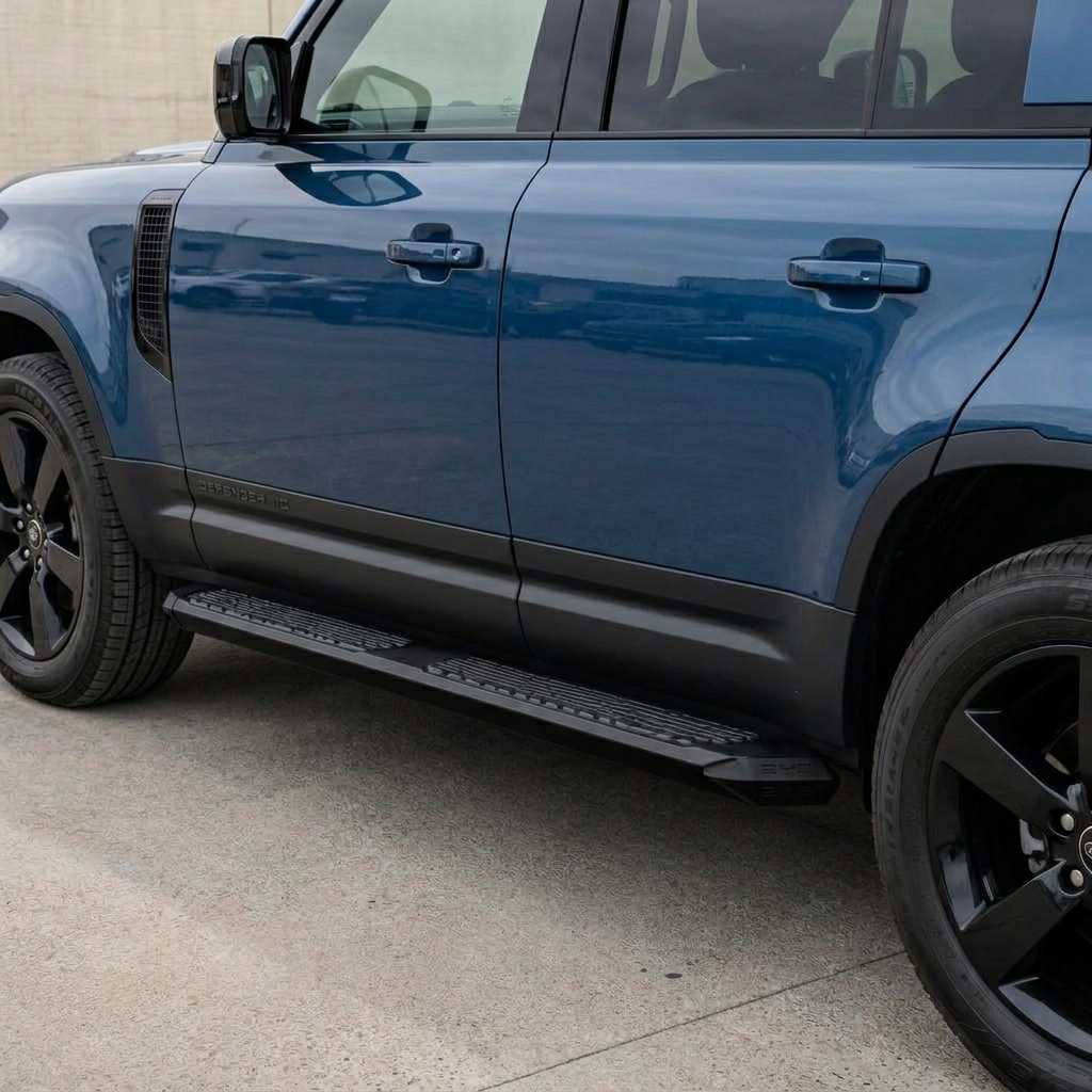 Land Rover Defender with electric side steps deployed
