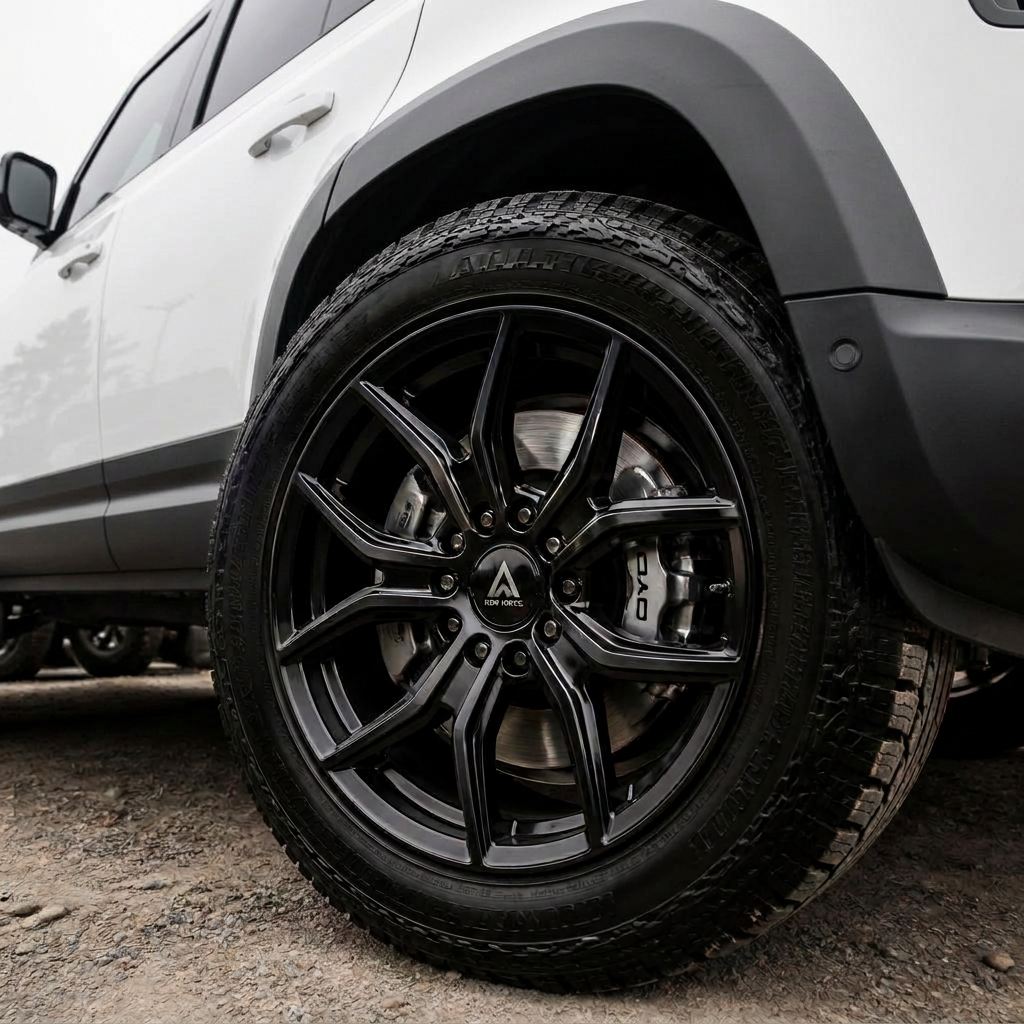 Land Rover Defender with aftermarket alloy wheels